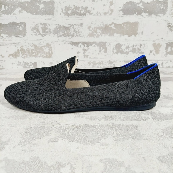 Rothy's Shoes - Rothy's Black Knit Slip-On Loafers with Blue and Tan Accents
